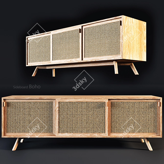 Boho Sideboard: Stylish Storage Solution 3D model image 1