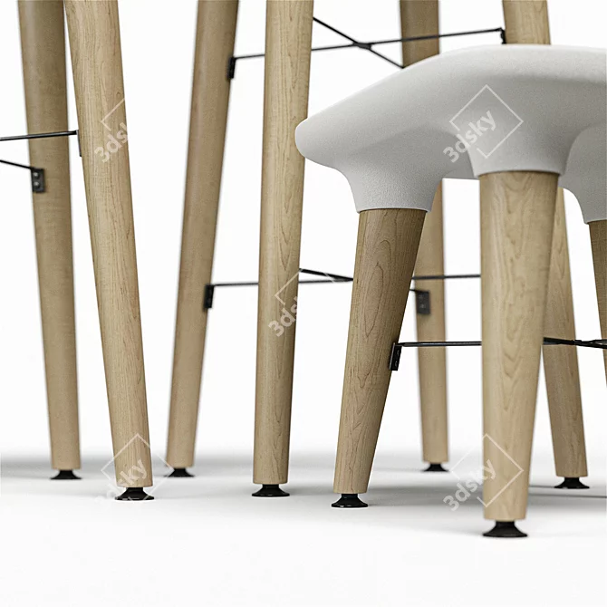 Scandinavian Eames-inspired Stools 3D model image 4