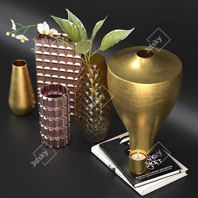 Elegant Vase Set: 27-Part Decor Piece 3D model image 2