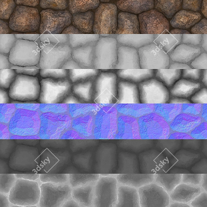 Versatile Rock PBR Ground and Wall Tiles 3D model image 5