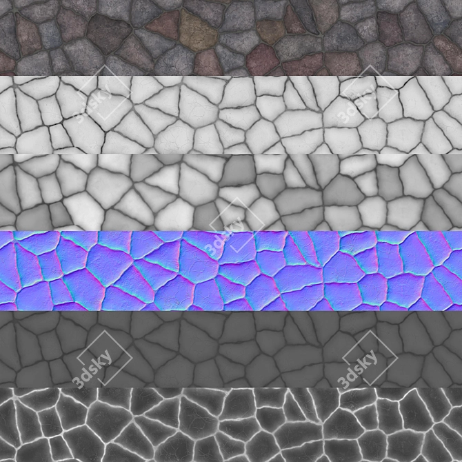 Modern Rock PBR Ground & Wall Tiles 3D model image 5