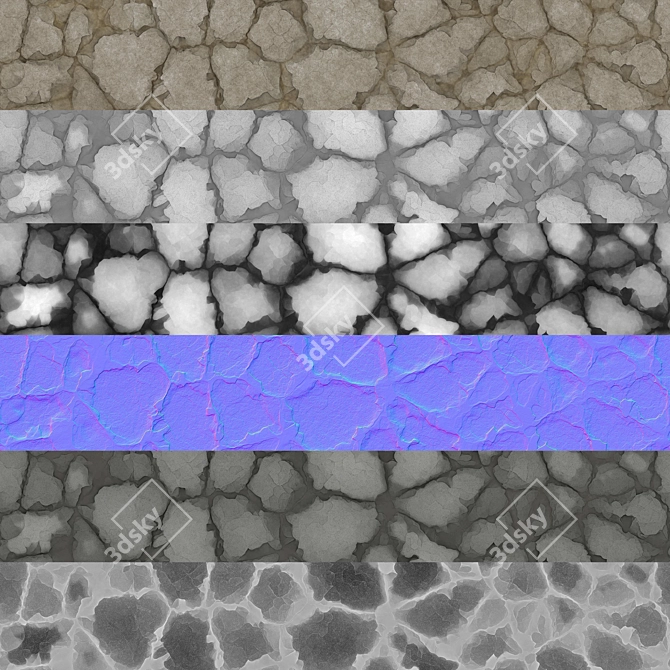 Rock PBR Ground & Wall Tiles 3D model image 5