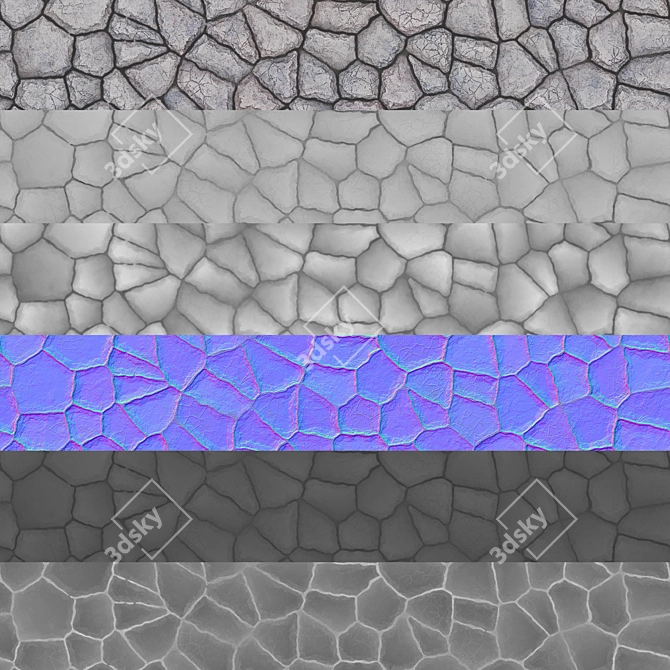 Rock PBR Ground & Wall Tiles 3D model image 5