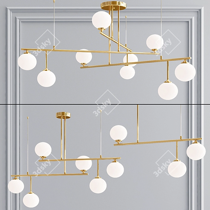 Modern Copper LED Chandelier 3D model image 1