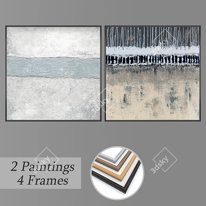 Elegant Wall Art Set with Variations 3D model image 1