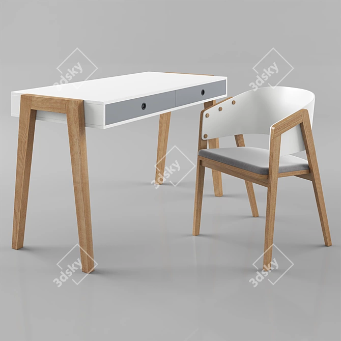 VOX Concept Desk & Uni Chair: Modern White Furniture 3D model image 1