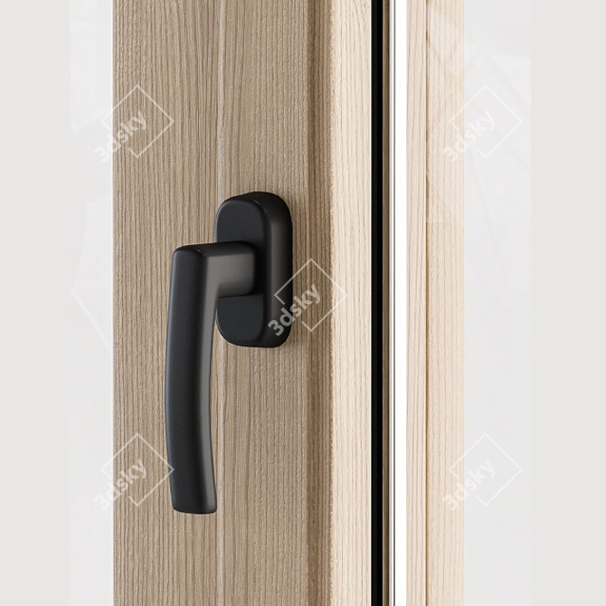 Sleek Black Glass Modern Door 3D model image 2