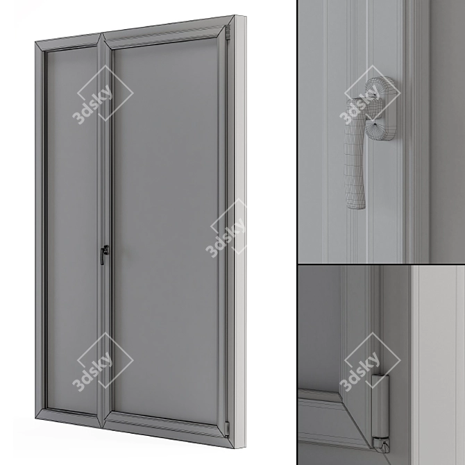 Sleek Black Glass Modern Door 3D model image 4