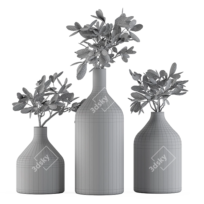 Elegant Blossom Vase Bouquet 3D model image 3