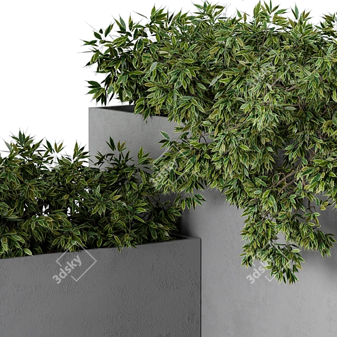 Concrete Outdoor Planters Set 3D model image 2