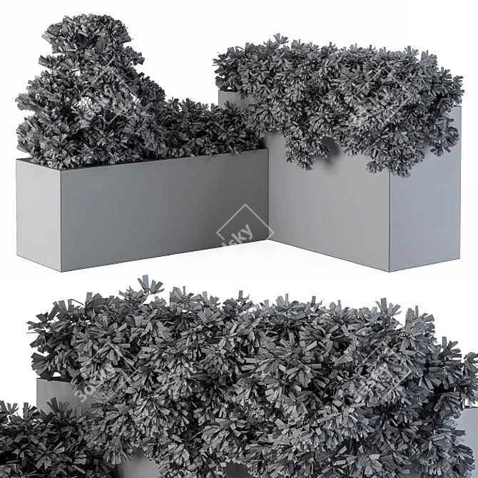 Concrete Outdoor Planters Set 3D model image 4