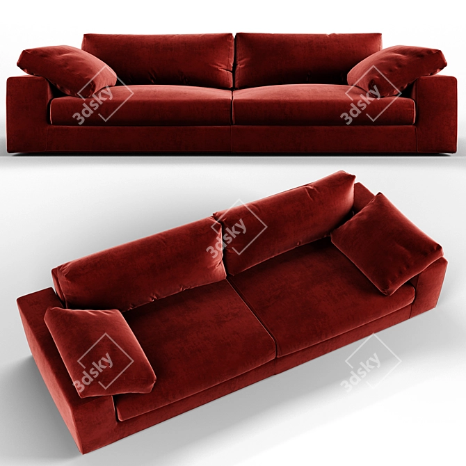 Elegant Black Dante Sofa 3D model image 1