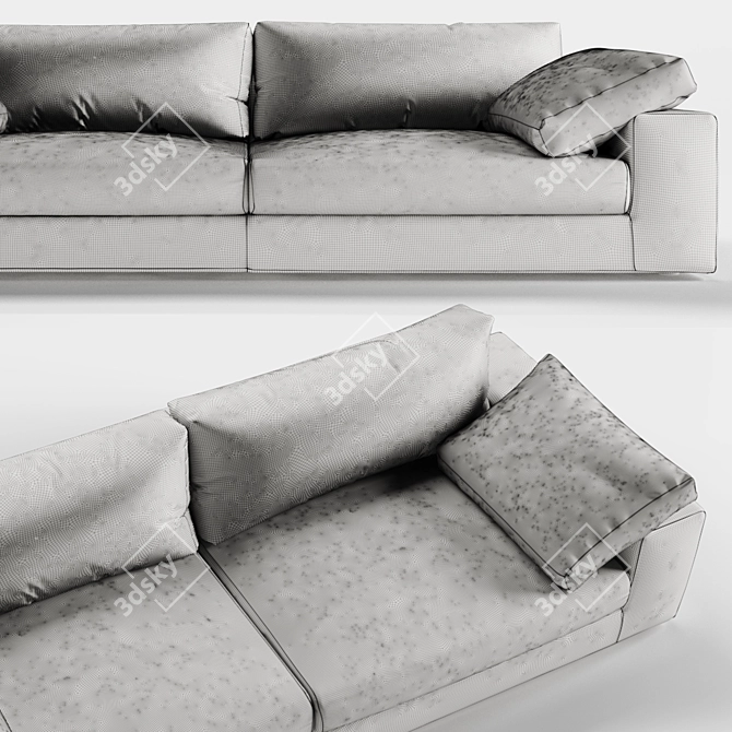 Elegant Black Dante Sofa 3D model image 2