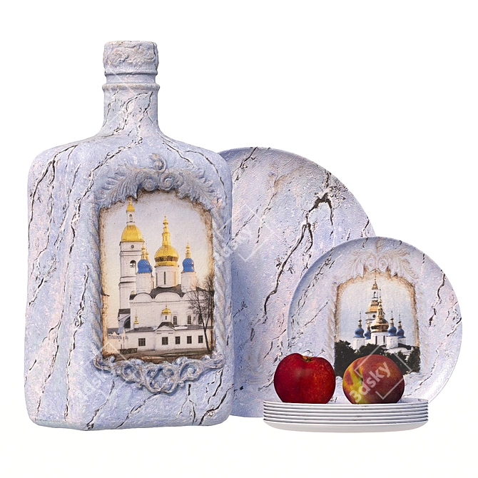 Elegance in Glass: Handcrafted Decorative Bottle 3D model image 1