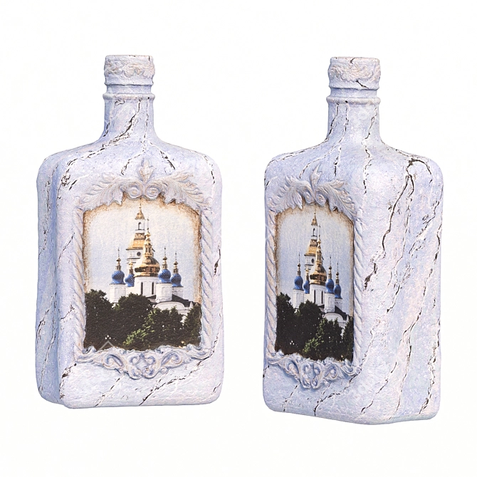 Elegance in Glass: Handcrafted Decorative Bottle 3D model image 4