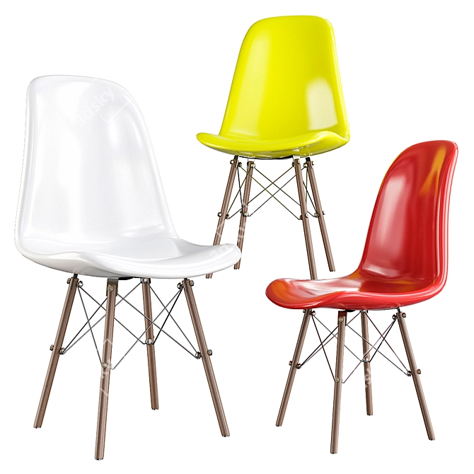 Modern Eames Replica Dining Chairs 3D model image 1