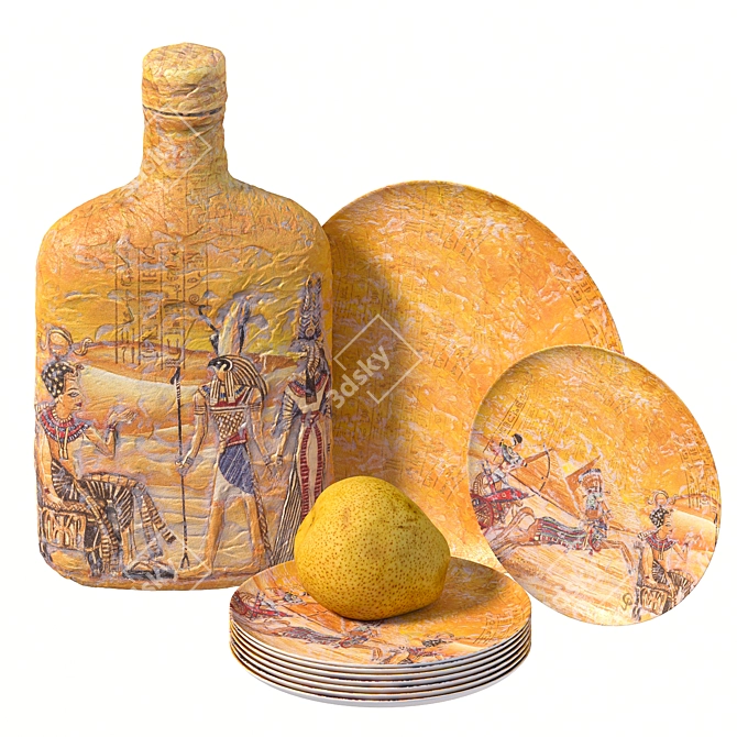 Elegant Decoupage Decorative Bottle 3D model image 2