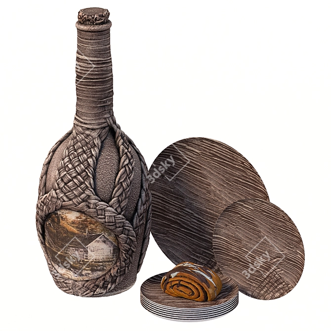 Handcrafted Decoupage Bottle | Svetlana R. 3D model image 3