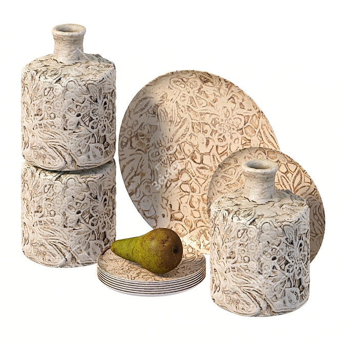 Elegant Handcrafted Decoupage Bottle 3D model image 3