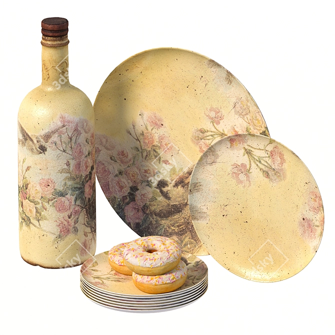 Rustic Charm Crockery Set 3D model image 2