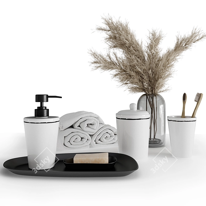 Elegant Bathroom Décor Set 3D model image 1