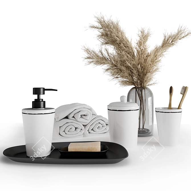 Elegant Bathroom Décor Set 3D model image 4