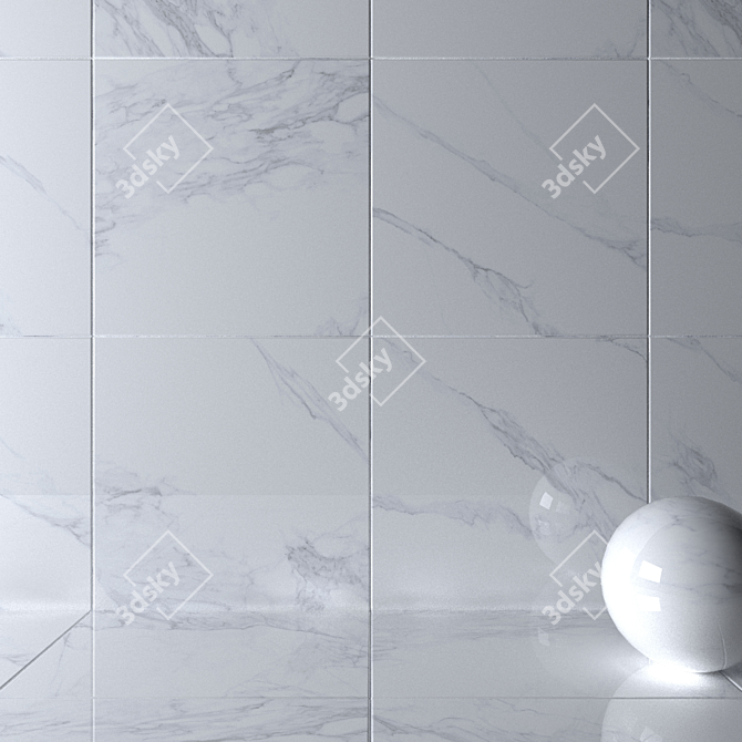 Museum Calacatta 4D White Wall Tiles 3D model image 2