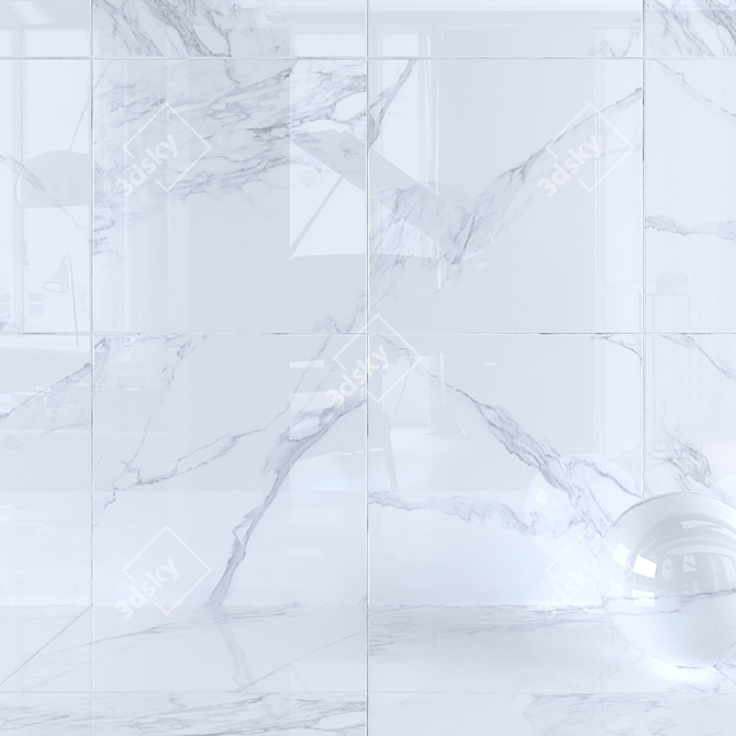 Museum Calacatta 4D White Wall Tiles 3D model image 1