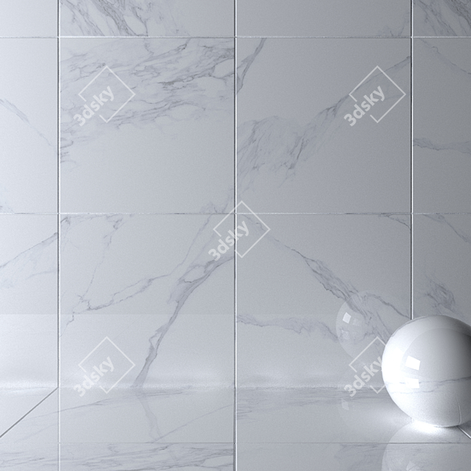 Museum Calacatta 4D White Wall Tiles 3D model image 2