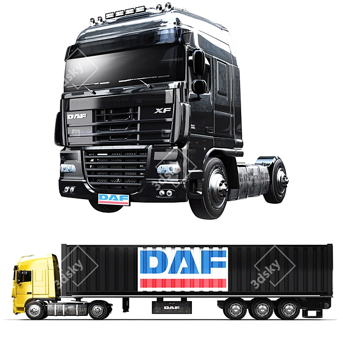 Daf XF 2013 Red White Black 3D Model 3D model image 3