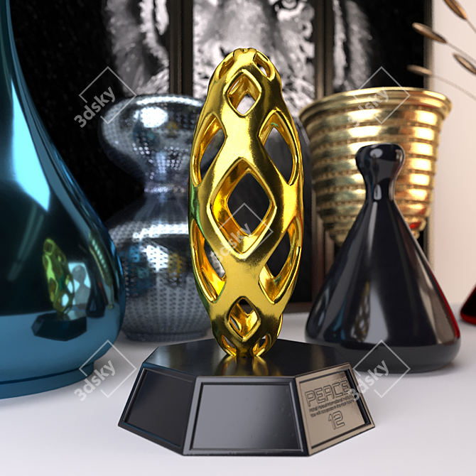 Metallic Accents Decor Set 3D model image 2