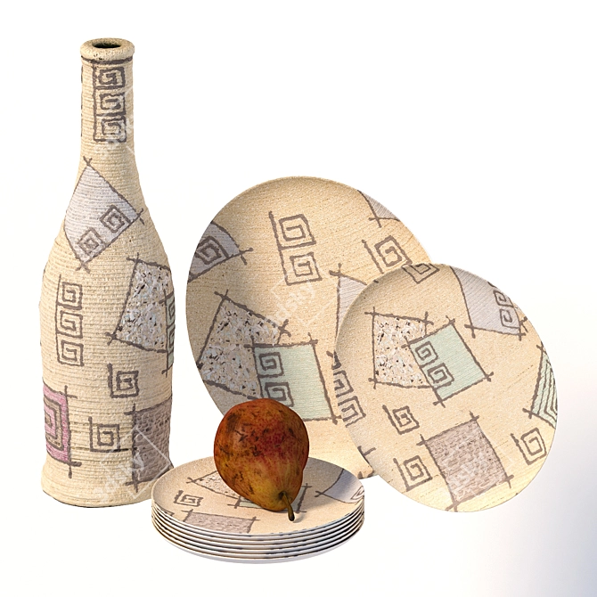 Handcrafted Decoupage Decorative Bottle 3D model image 1