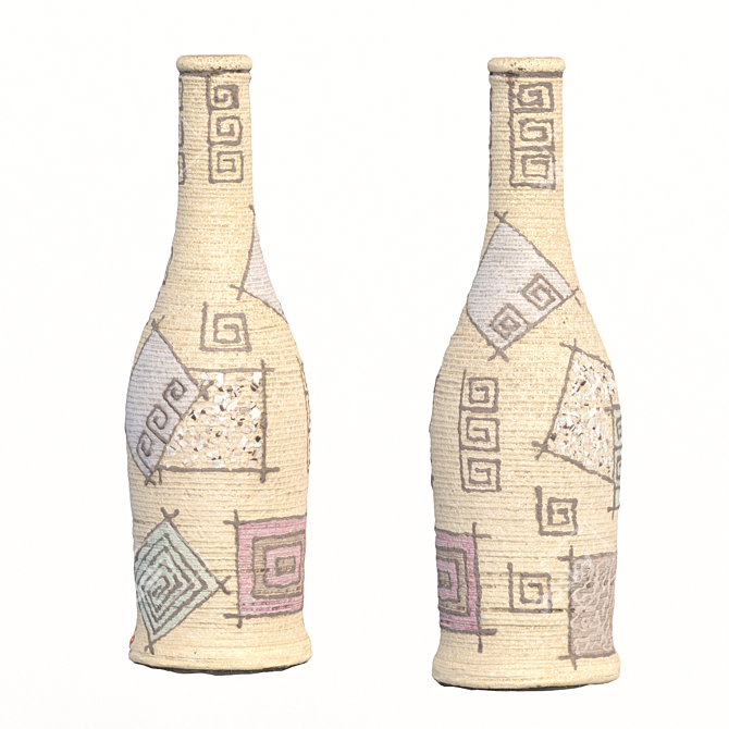 Handcrafted Decoupage Decorative Bottle 3D model image 4