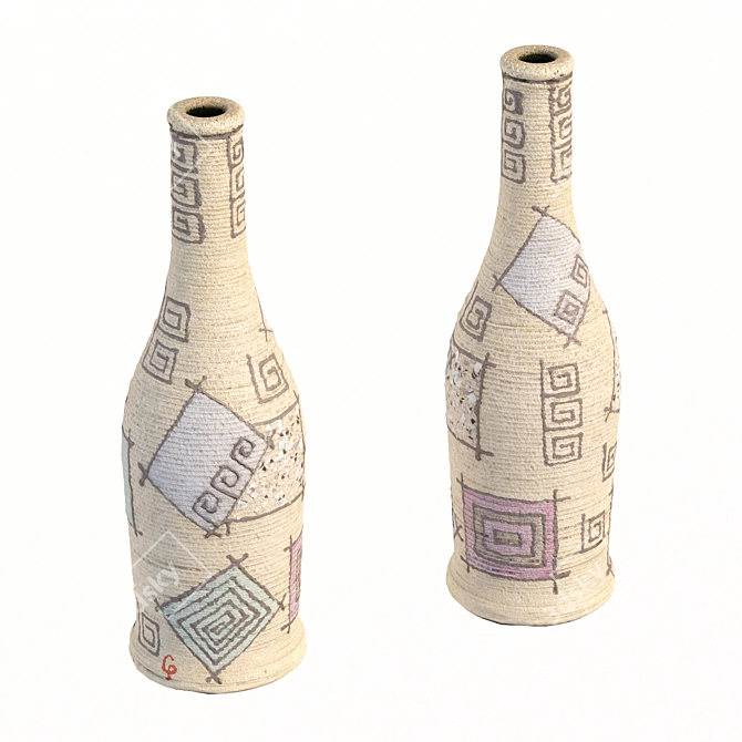 Handcrafted Decoupage Decorative Bottle 3D model image 5