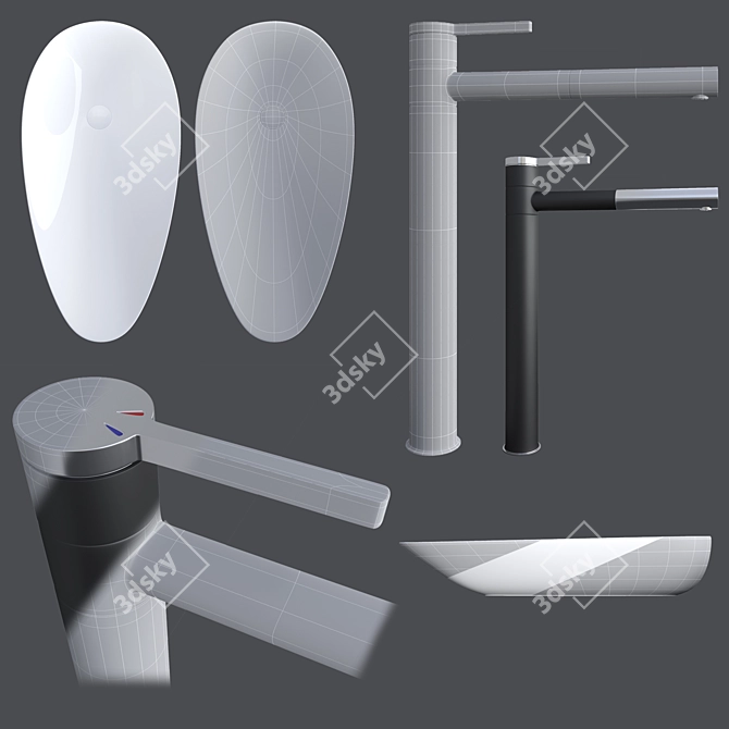 Title: Rea Greta Ceramic Sink 3D model image 2