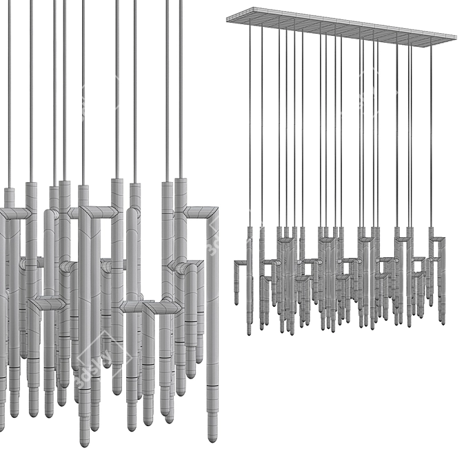 Elegant Brass Tube Shelving 3D model image 2