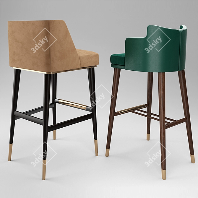 Mezzo Collection Bar Stools 3D model image 2