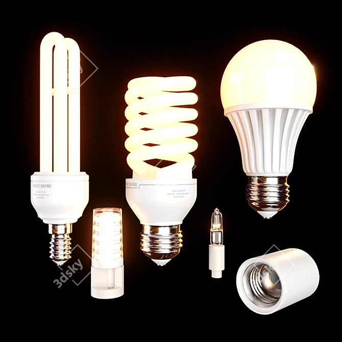 Energy-Saving Lamp Set: Efficient Illumination for Any Room 3D model image 1