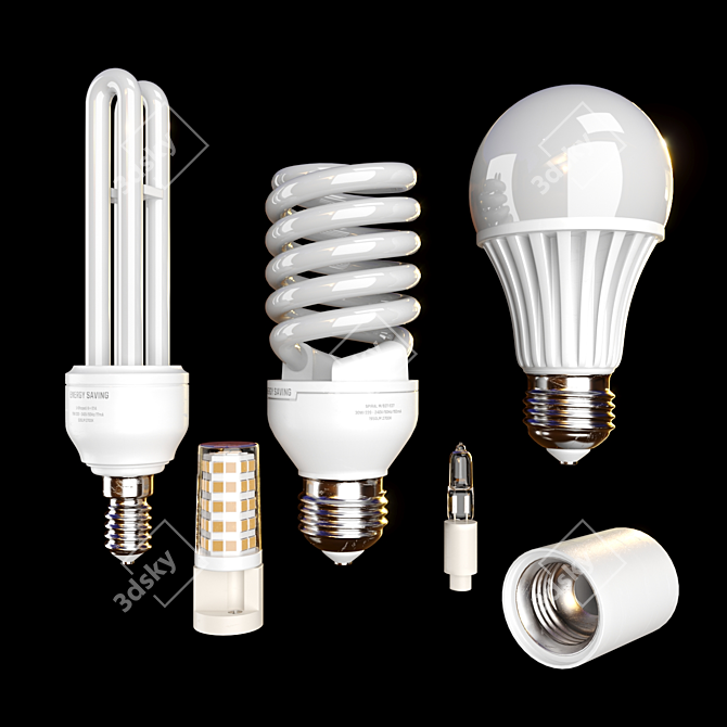 Energy-Saving Lamp Set: Efficient Illumination for Any Room 3D model image 2