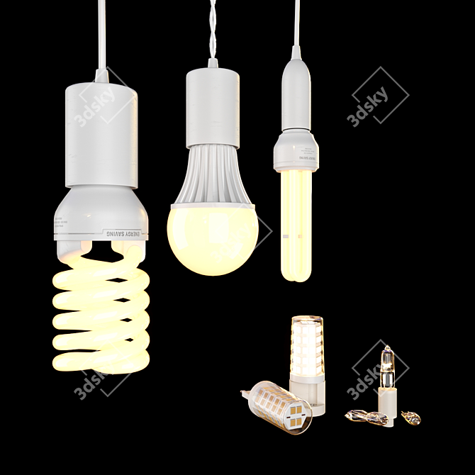 Energy-Saving Lamp Set: Efficient Illumination for Any Room 3D model image 3