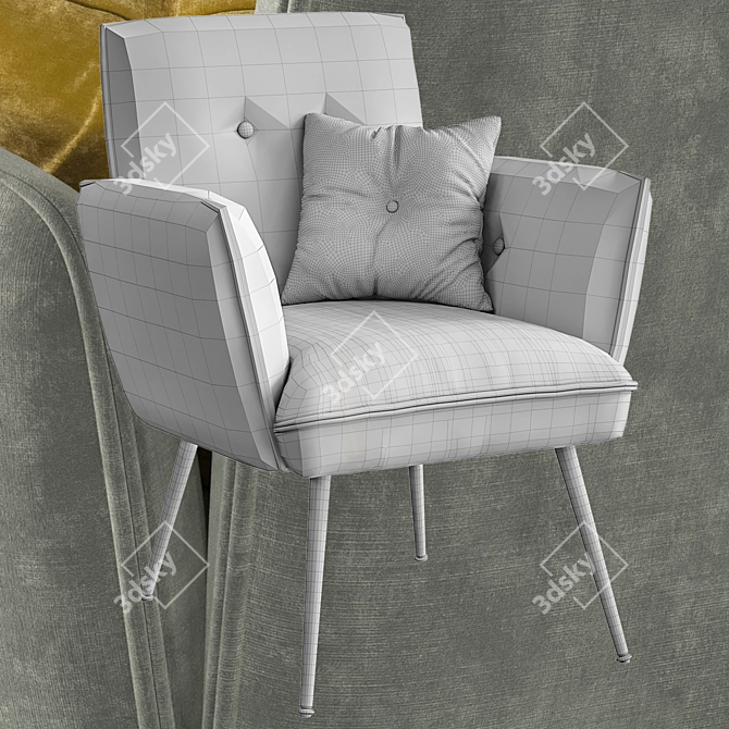 Nelda Contemporary Armchair with PBR-Ready Design 3D model image 5