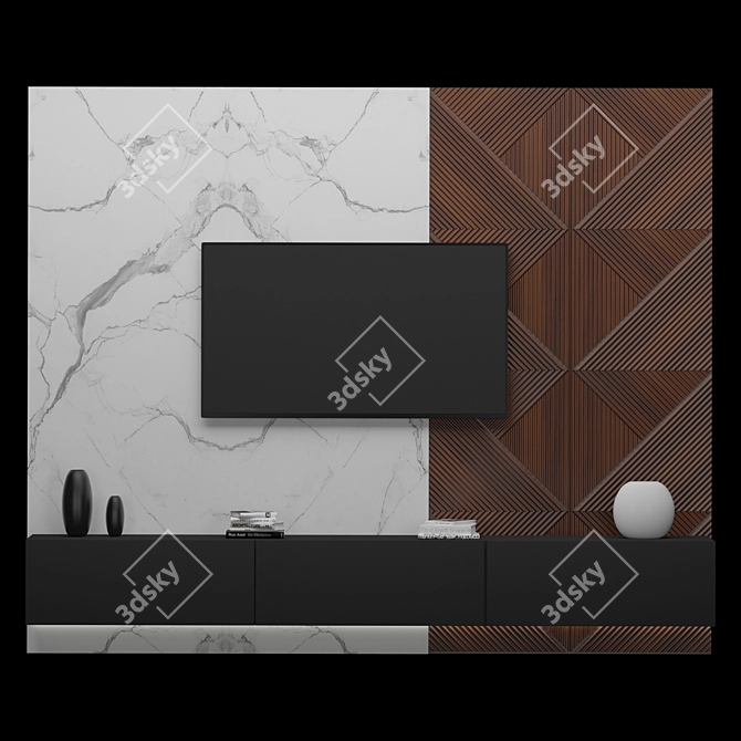 Elegant TV Wall Unit 3D model image 1