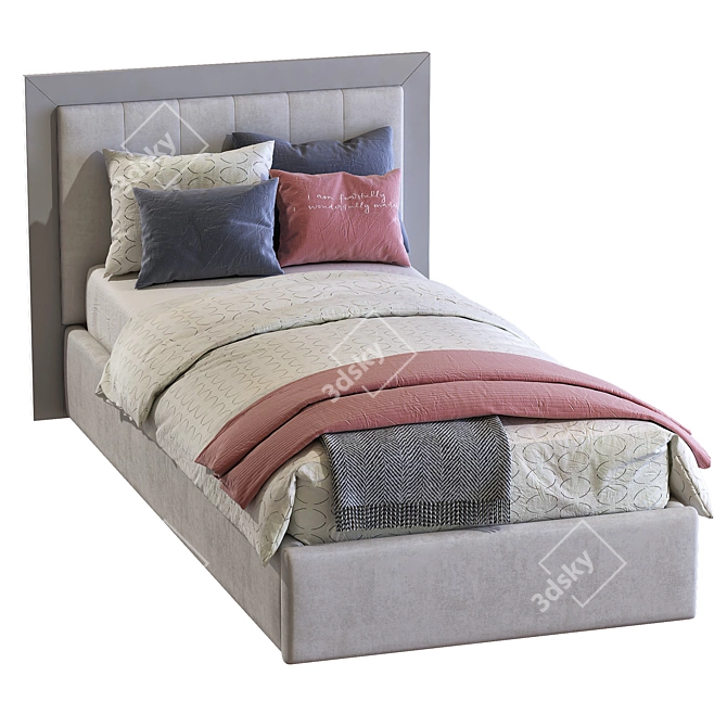 Stylish Contemporary Bed Frame 3D model image 2