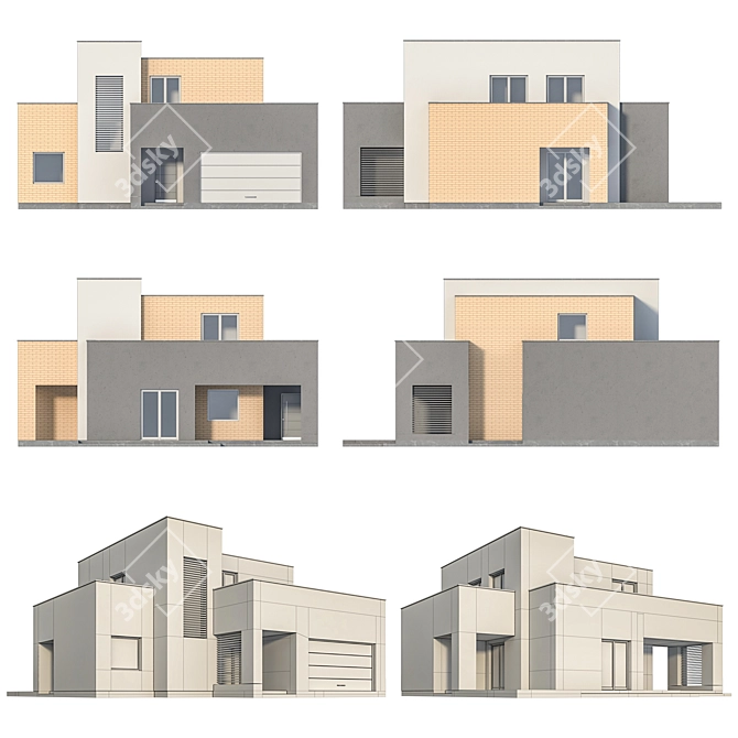 Modern House ZX74 3D model image 3