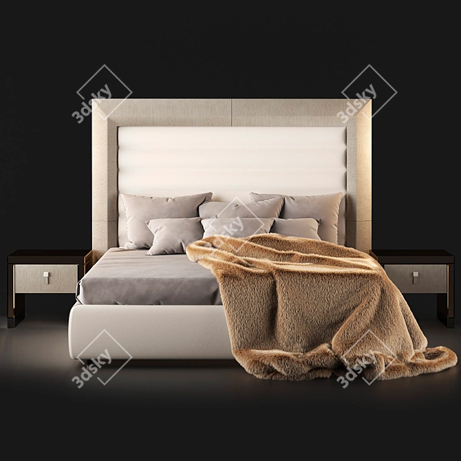 Contemporary Alligator Leather Bed 3D model image 1