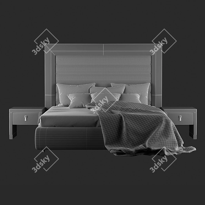 Contemporary Alligator Leather Bed 3D model image 5