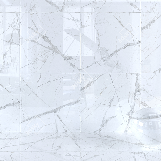 Museum Glacier White Wall Tiles Set 3D model image 1