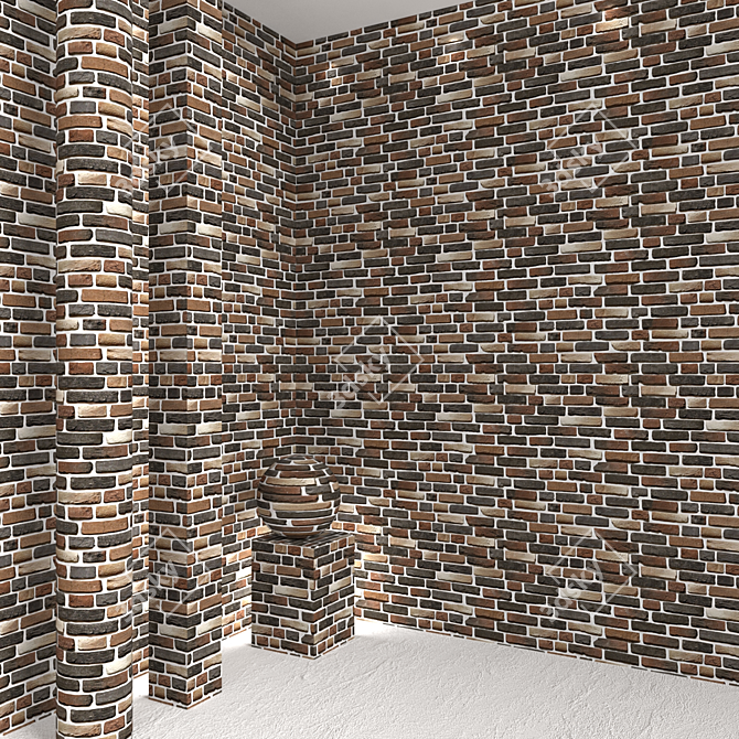 Classic Brick Wall Tile 3D model image 1