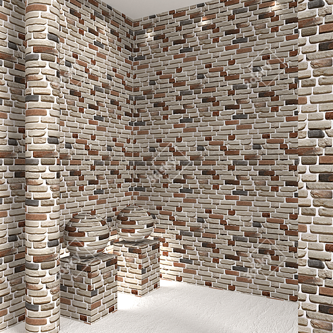 Rustic Red Brick 06 3D model image 1