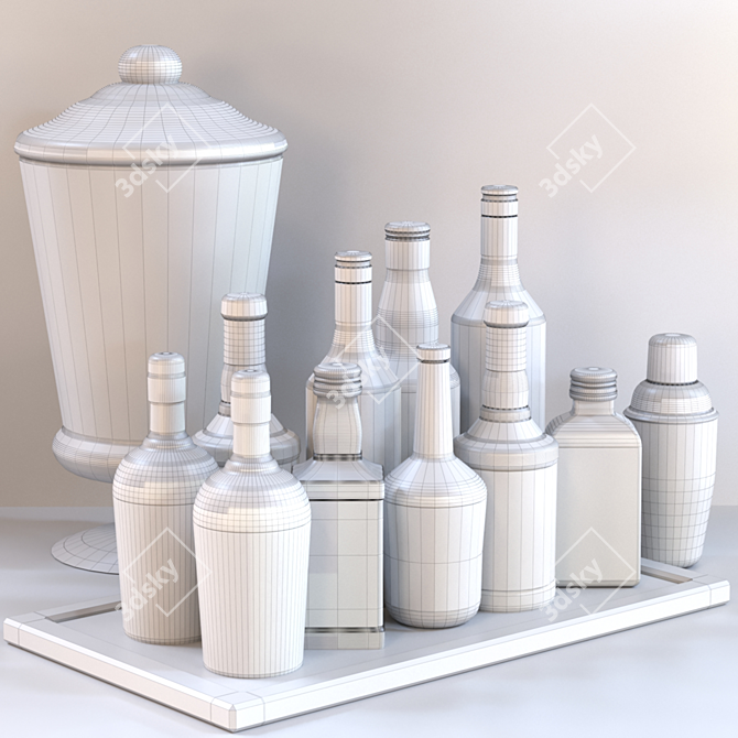 Ultimate Spirits Collection: Whiskey, Rum, Vodka, Shaker, Tray 3D model image 2